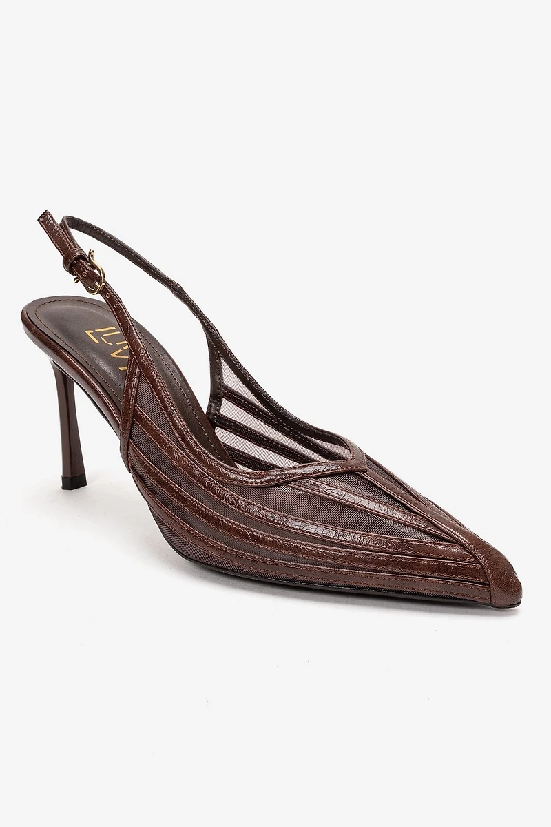 Prologue Shoes Womens Eleana Slingback Mesh Stiletto Pump