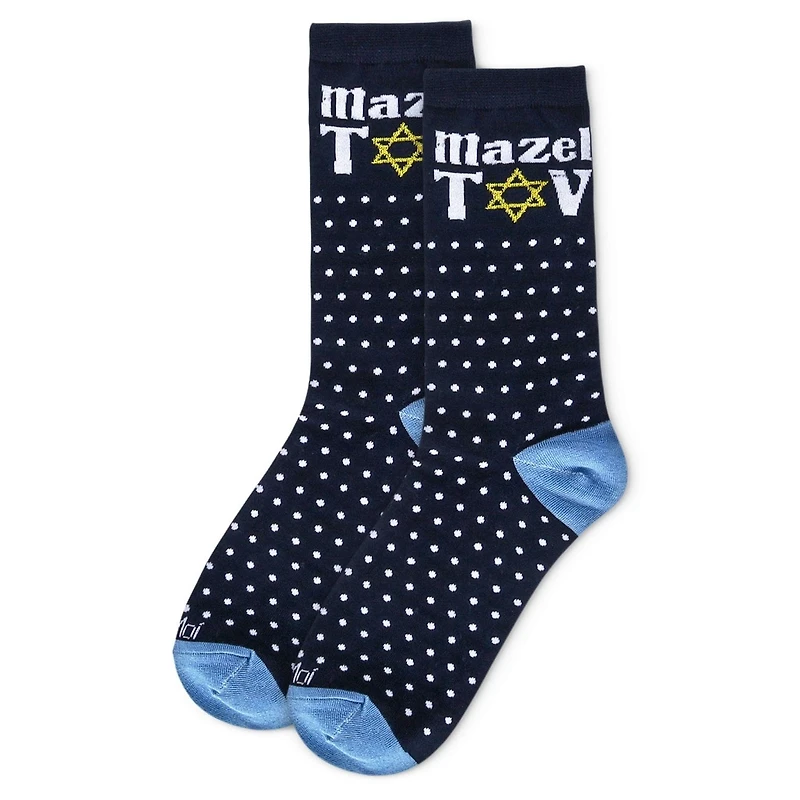 MeMoi Women's Mazel Tov Bamboo Crew Socks