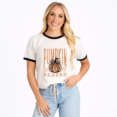 Simply Sage Market - Women's Ringer Graphic T-Shirt Pumpkin Season Stars