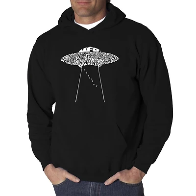 LA Pop Art Flying Saucer UFO - Men's Word Hooded Sweatshirt