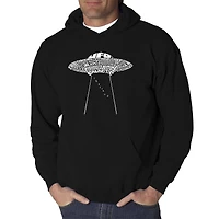LA Pop Art Flying Saucer UFO - Men's Word Hooded Sweatshirt