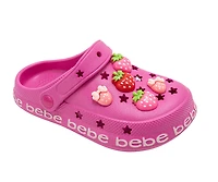 bebe Girl's EVA Lightweight Clogs - Slip On Comfy Shoes with Fruit Charms