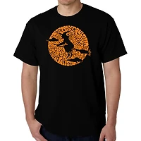 LA Pop Art Men's Halloween Word T-Shirt - Spooky Witch Graphic, 100% Cotton, Crew Neck, Short Sleeve, Regular Fit