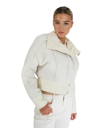 Belle & Bloom Womens Mad Love Cropped Bomber Jacket