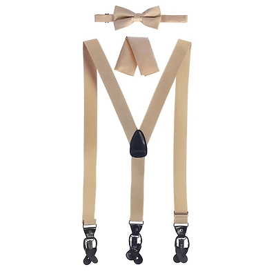 Gioberti Men's Convertible Suspenders, Bow Tie, and Hanky Set