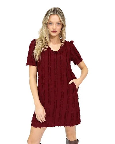 Belle & Bloom Womens Solana Boho Fringe Shift Mini Dress