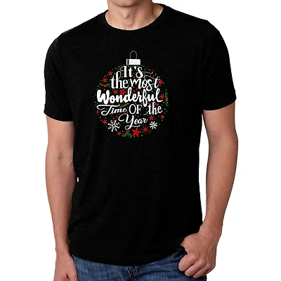 LA Pop Art Men's Cotton/Poly Blend Word T-Shirt - Christmas Ornament
