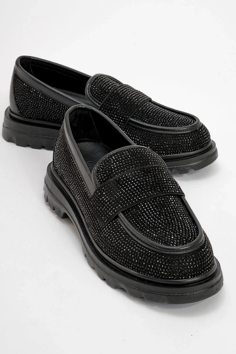 Prologue Shoes Womens Babel Stone Embellished Suede Loafer
