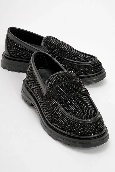 Prologue Shoes Womens Babel Stone Embellished Suede Loafer