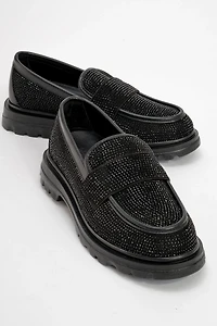 Prologue Shoes Womens Babel Stone Embellished Suede Loafer