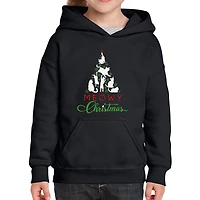 LA Pop Art Girls Word Hoodie - Meowy Christmas Tree