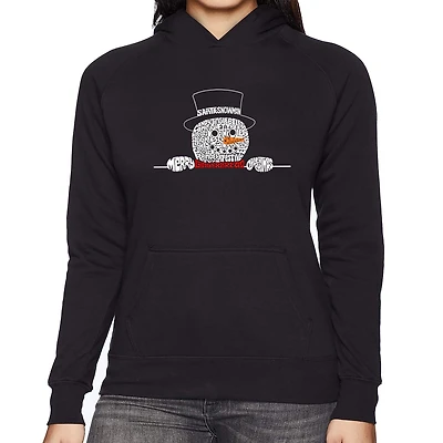 LA Pop Art Peeking Snowman - Women's Word Hooded Sweatshirt