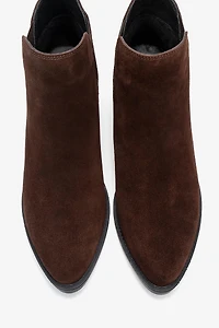 Forever & Always Womens Dovena Leather Block Heel Ankle Boots
