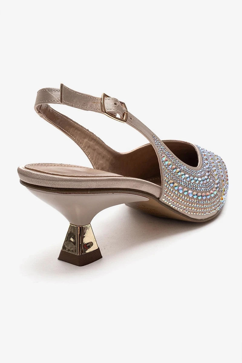 Prologue Shoes Womens Royale Embellished Kitten Heel Pump