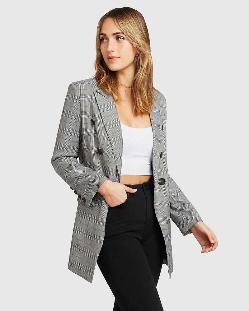 Belle & Bloom Womens Too Cool For Work Plaid Blazer