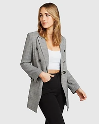 Belle & Bloom Womens Too Cool For Work Plaid Blazer