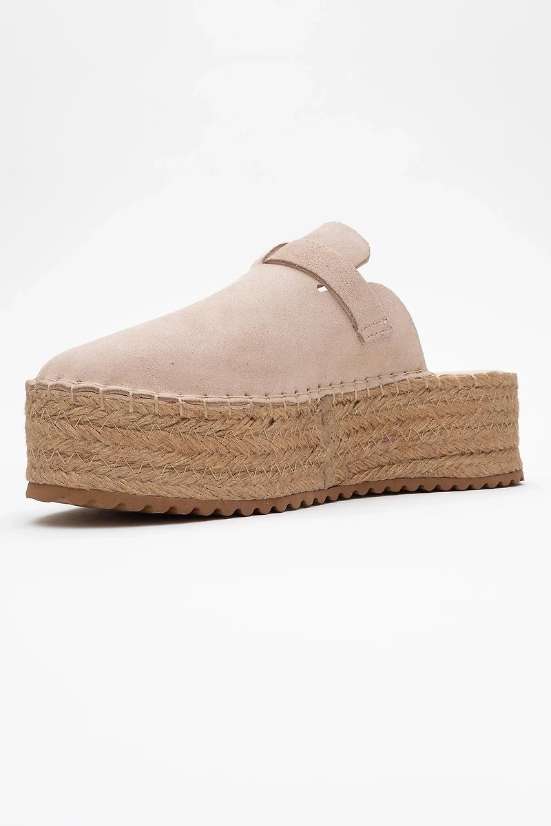 Forever & Always Womens Novas Leather Platform Espadrille Mules
