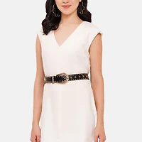 AGP PARIS Black Star Detail Women's Belt