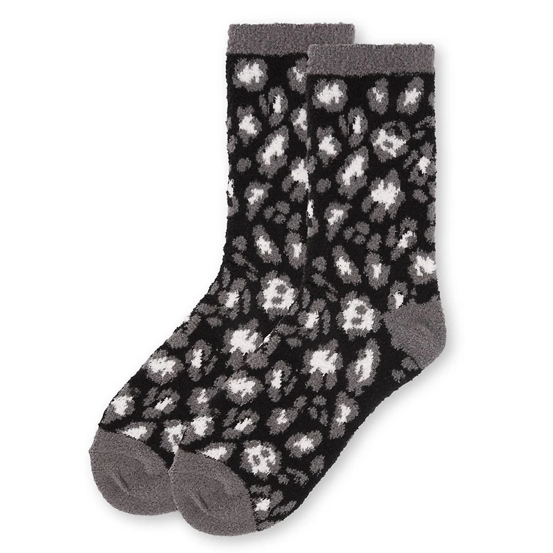 MeMoi Women's Leopard Super Soft Cozy Crew Socks