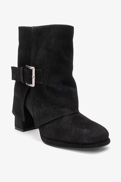 Forever & Always Womens Lore Leather Block Heel Boots