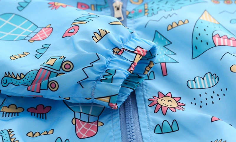 MyKids-USA Baby Boy Cartoon Pattern Zipper Front Design Mesh Cloth Jacket Coat