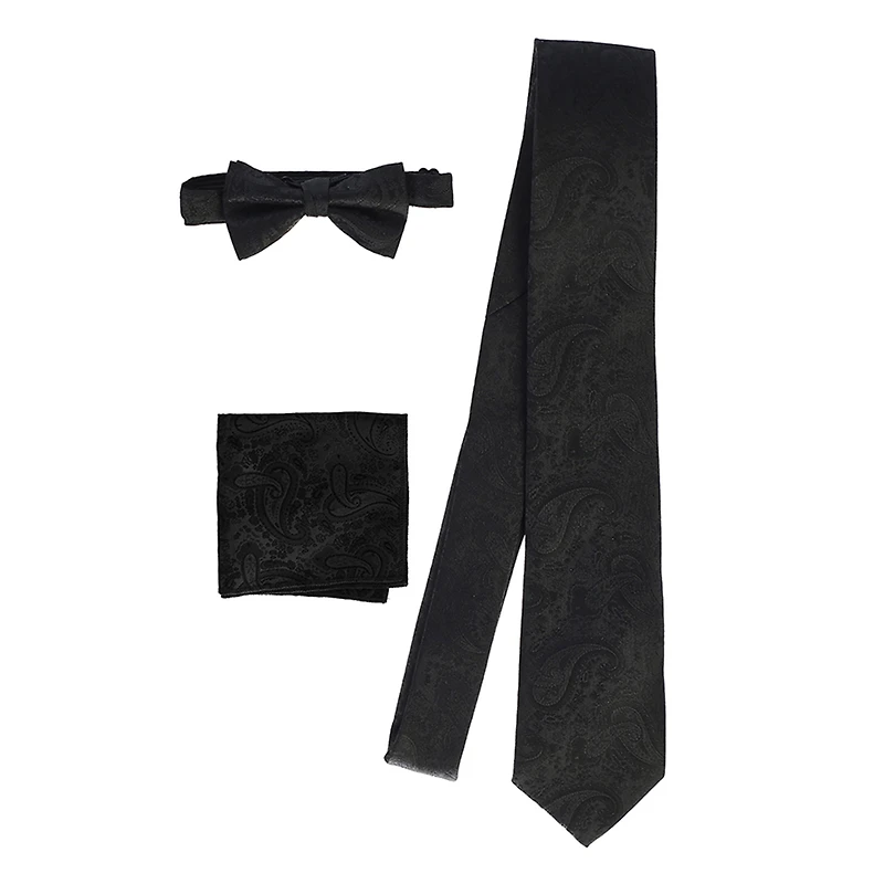 Gioberti Men's Formal 4pc Metallic Paisley Vest Necktie Bowtie and Pocket Square
