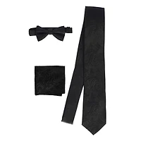Gioberti Men's Formal 4pc Metallic Paisley Vest Necktie Bowtie and Pocket Square
