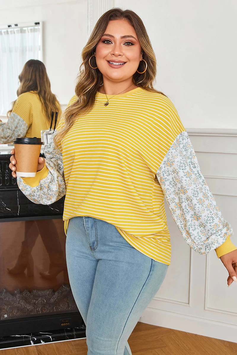 Threaded Pear Women's Evelyn Sleeve Patchwork Loose Top