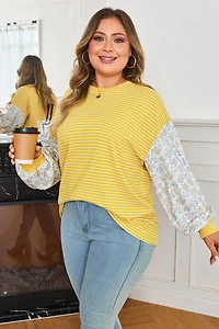 Threaded Pear Women's Evelyn Sleeve Patchwork Loose Top