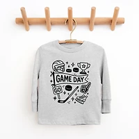The Juniper Shop - Youth Long Sleeve Graphic T-Shirt Hockey Game Day Doodles