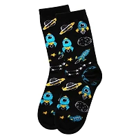 MeMoi Boys' Rocket Ship Rayon from Bamboo Crew Socks