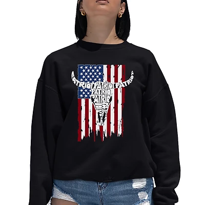 LA Pop Art Patriot Flag - Women's Word Crewneck Sweatshirt