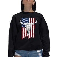 LA Pop Art Patriot Flag - Women's Word Crewneck Sweatshirt