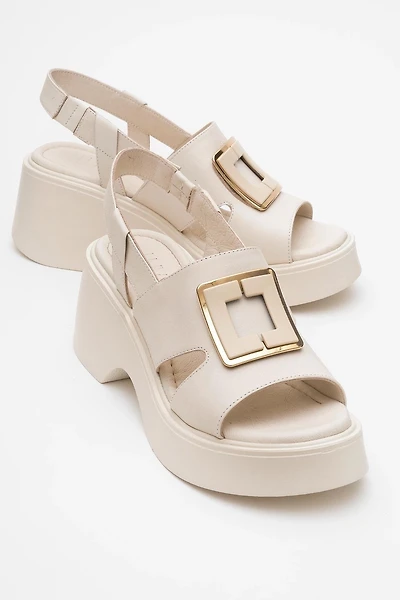 Forever & Always Womens Lucia Leather Buckle Platform Sandals