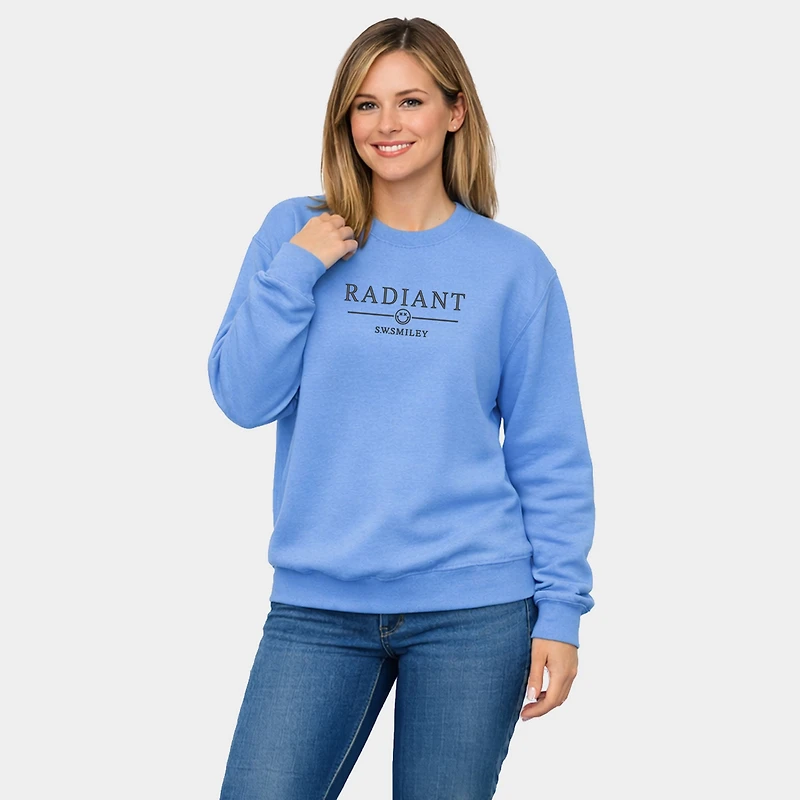 Simply Sage Market - S.W.Smiley Embroidered Radiant Smiley Outline  Women's Graphic Sweatshirt