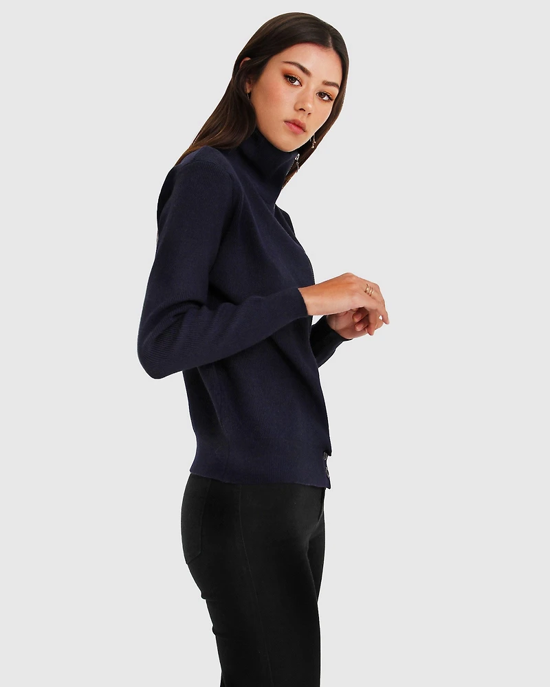Belle & Bloom Womens Brother's Zip Front Jumper