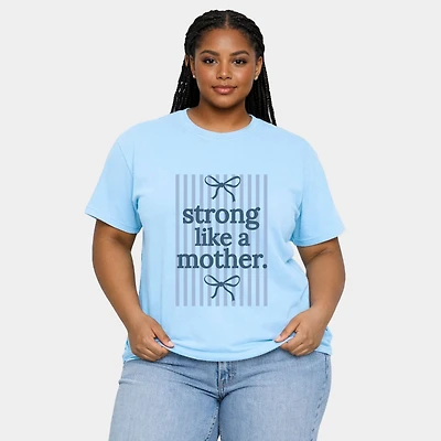Simply Sage Market - Blue Strong Like A Mother Women's Plus Sized Garment Dyed Graphic T-Shirt