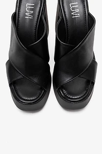 Forever & Always Womens Essenza Leather Platform Block Heel Sandal