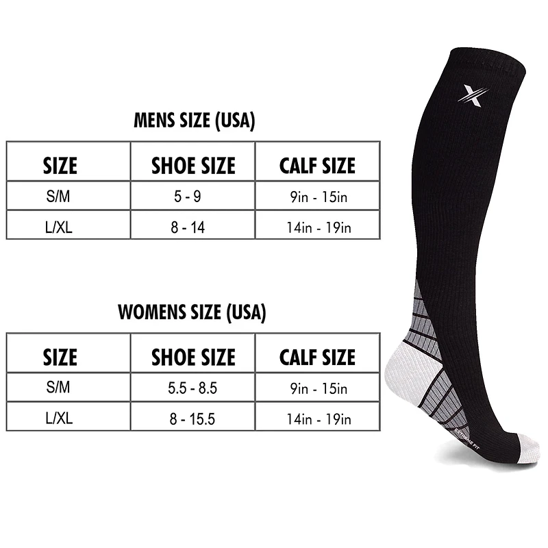 Extreme Fit Unisex Sports Compression Socks - Made For Running, Athletics, Pregnancy And Travel - 6 Pair