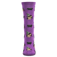 MeMoi Women's Witchy Owl Festive Crew Socks