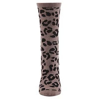 MeMoi Women's Soft Leopard Animal Print Cashmere Blend Crew Socks