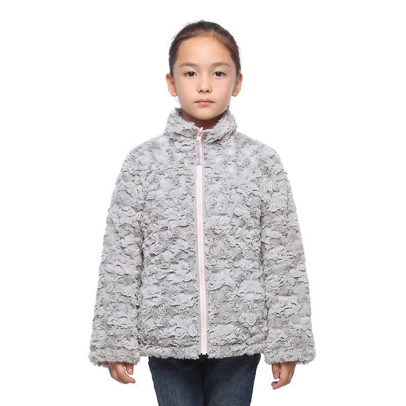 Rokka&Rolla Little & Big Kid Girls Reversible Sherpa Fleece Puffer Jacket