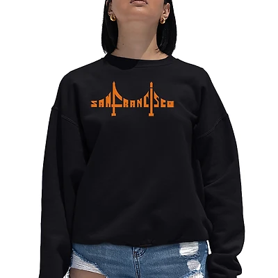 LA Pop Art San Francisco Bridge - Women's Word Crewneck Sweatshirt
