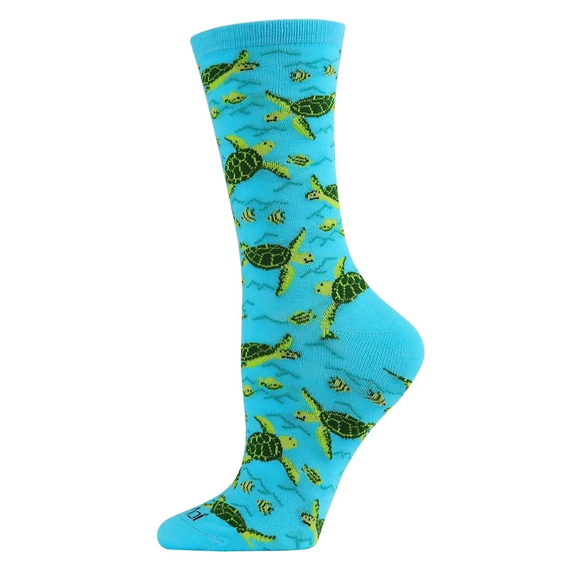 MeMoi Turtle Time Bamboo Blend Crew Socks