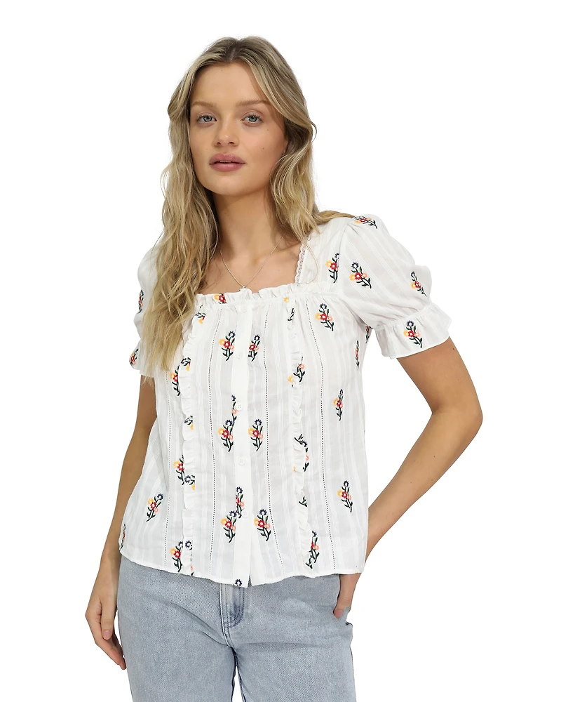 Belle & Bloom Womens Wild Garden Floral Blouse