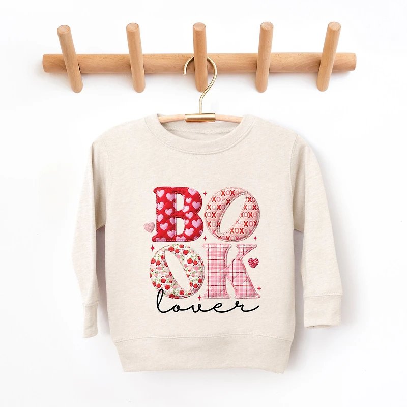 The Juniper Shop - Book Lover Patchwork Print Youth Graphic Sweatshirt