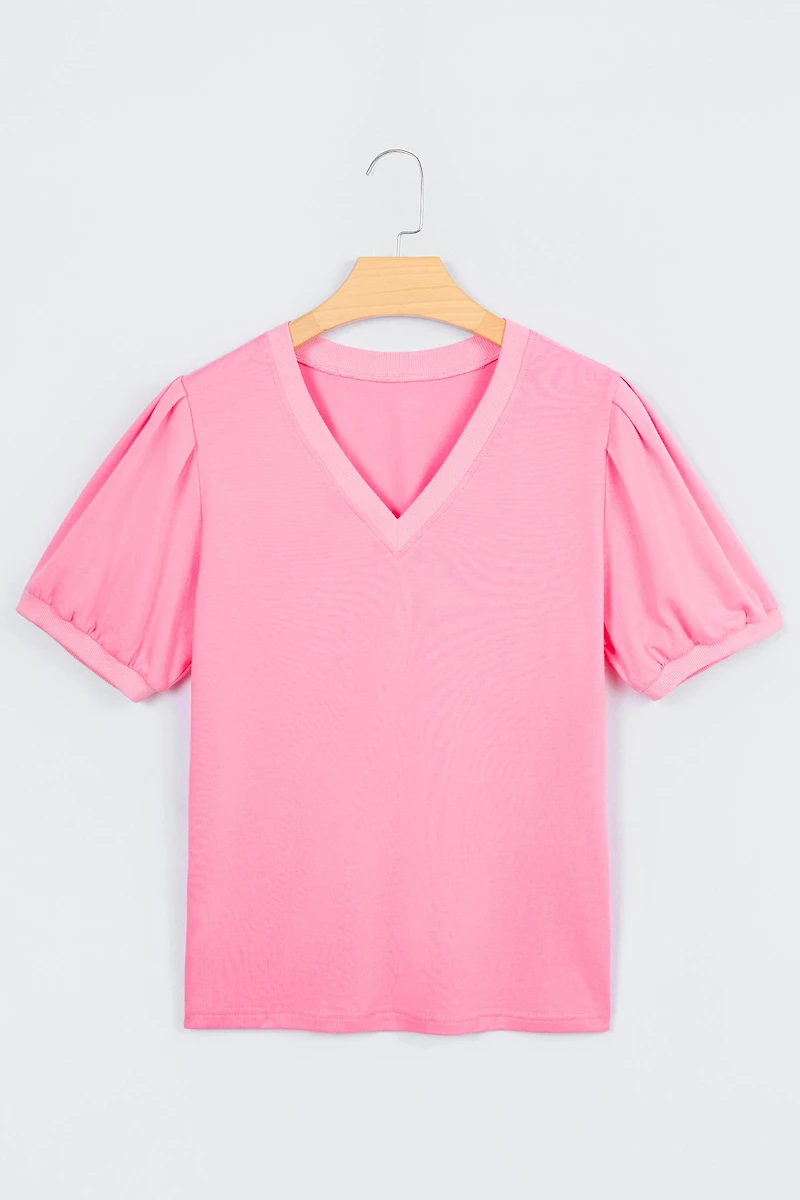 Threaded Pear Women's Lilah Short Puff Sleeve Blouse