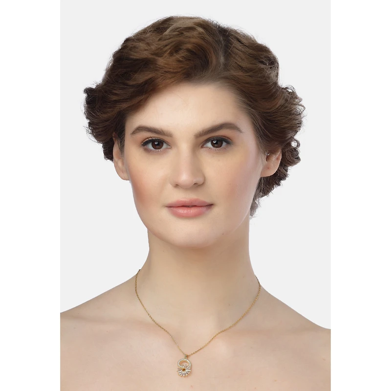 AGP PARIS Womens Golden Sunburst Pendant Necklace