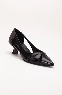 Forever & Always Womens Sidal Kitten Heel Leather Pumps