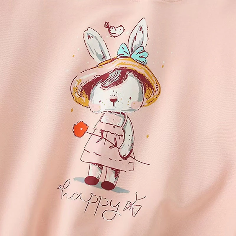 MyKids-USA Baby Girl Cartoon Print Pattern Loose Pullover Round Neck Hoodies
